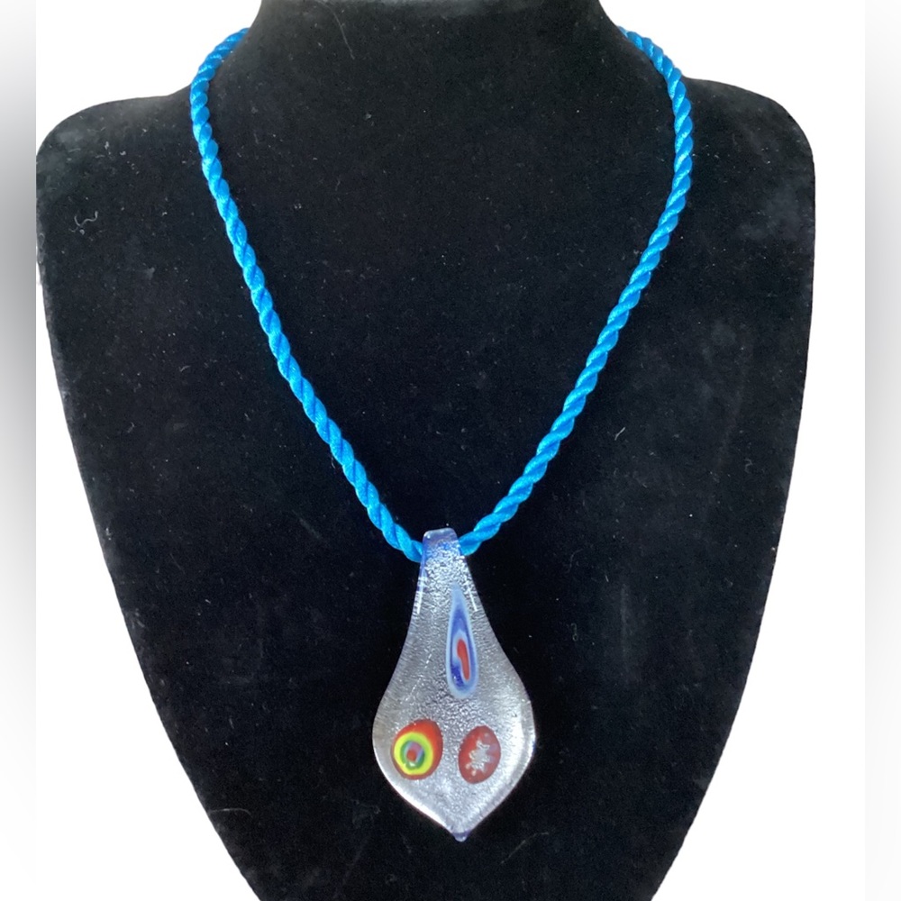❤️ Cristal Pendant with turquoise nylon cord.